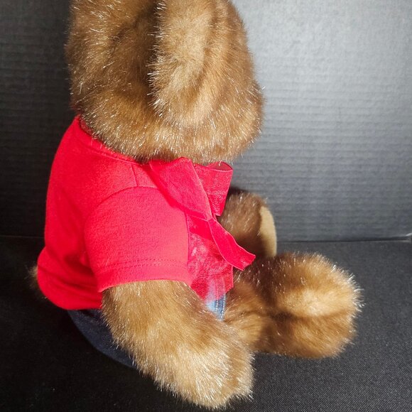 15" Gund Bear In Build A Bear Clothes Christmas Soft Brown Sparkly Bear Plush - Picture 7 of 9